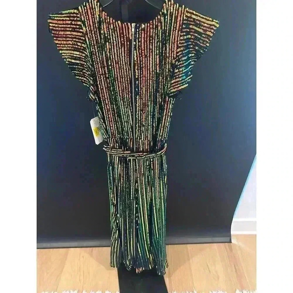 GB Girls Multicolor Rainbow Stripe Sequin Midi Dress - Picture 9 of 10